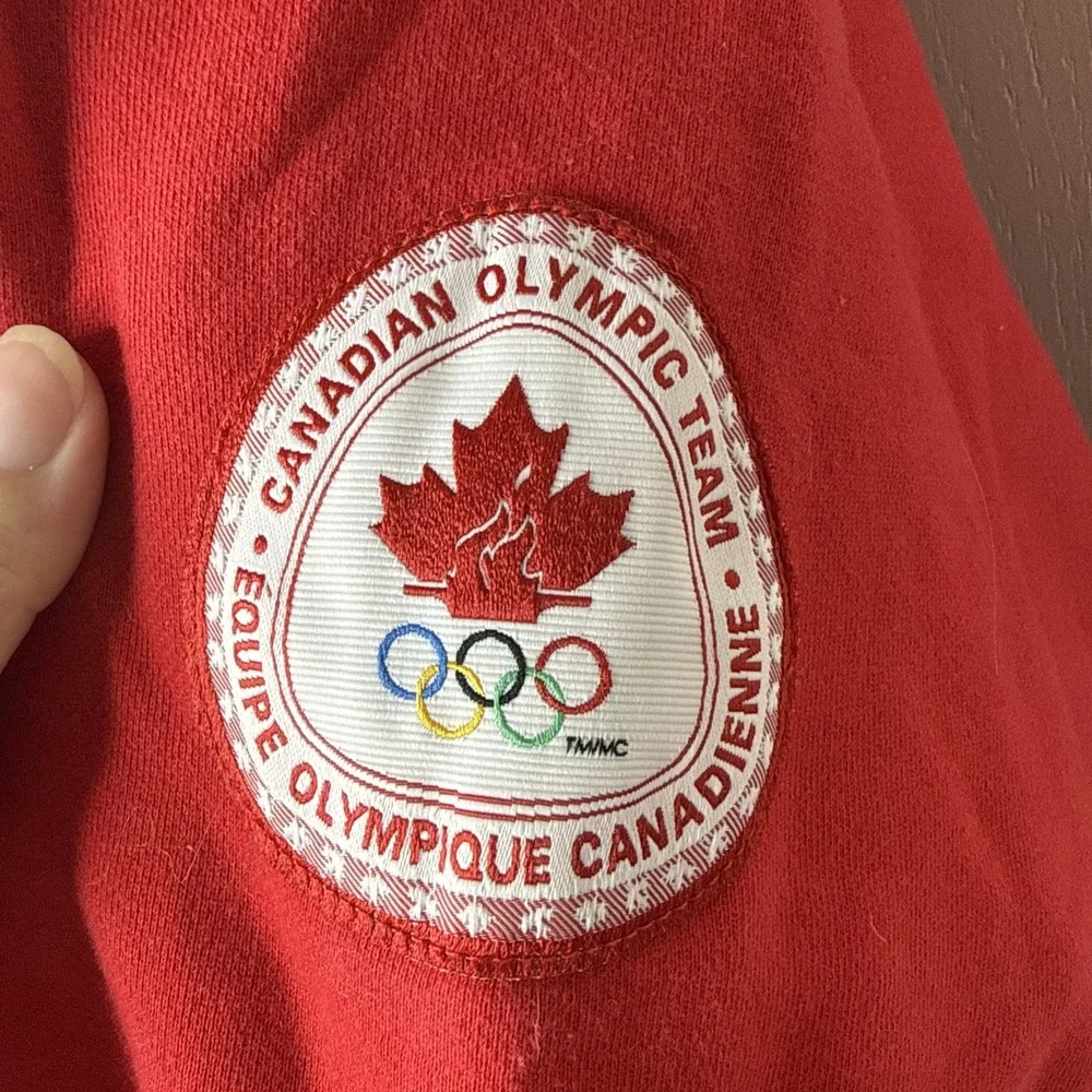 Vintage HBC Team Canada 2006 Torino Olympic Hoodie Sweatshirt Size 2XL Red